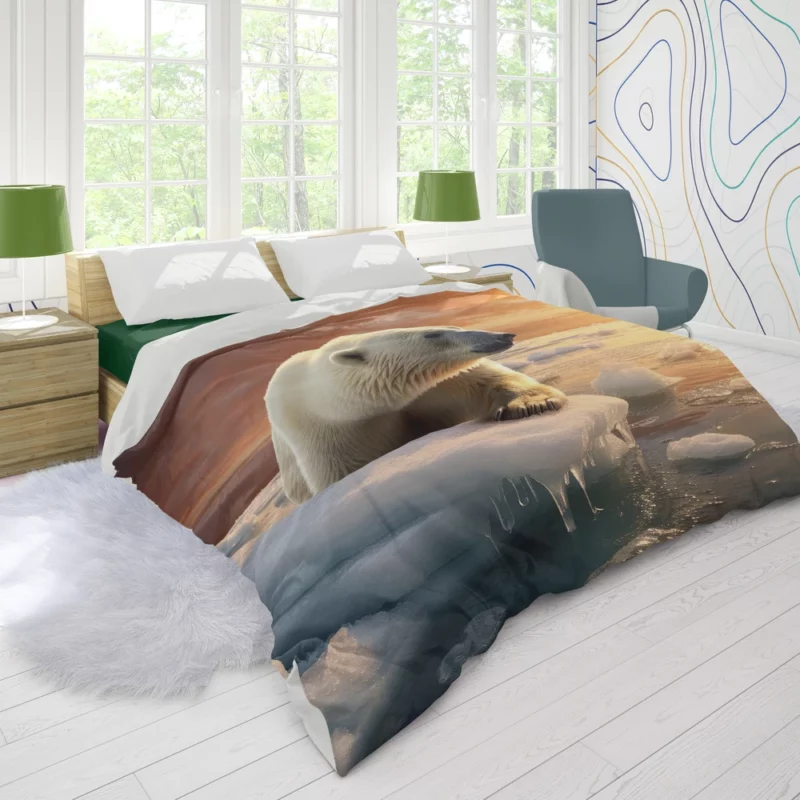 Melting Ice Threatens Polar Bears Duvet Cover