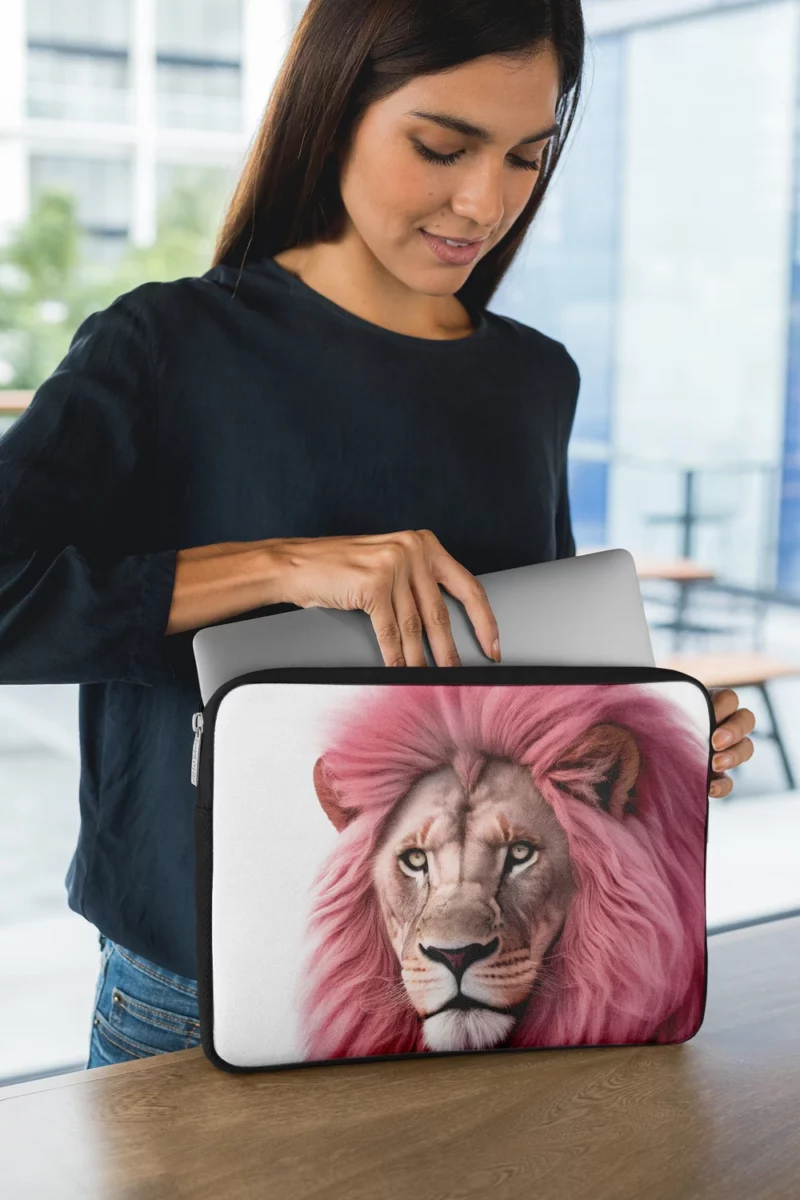 Minimalist Pink Lion Art Laptop Sleeve 1