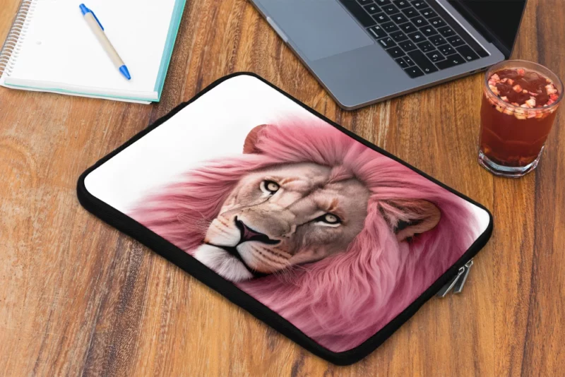 Minimalist Pink Lion Art Laptop Sleeve 2