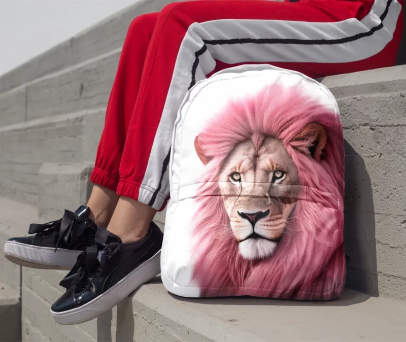 Minimalist Pink Lion Art Minimalist Backpack 1