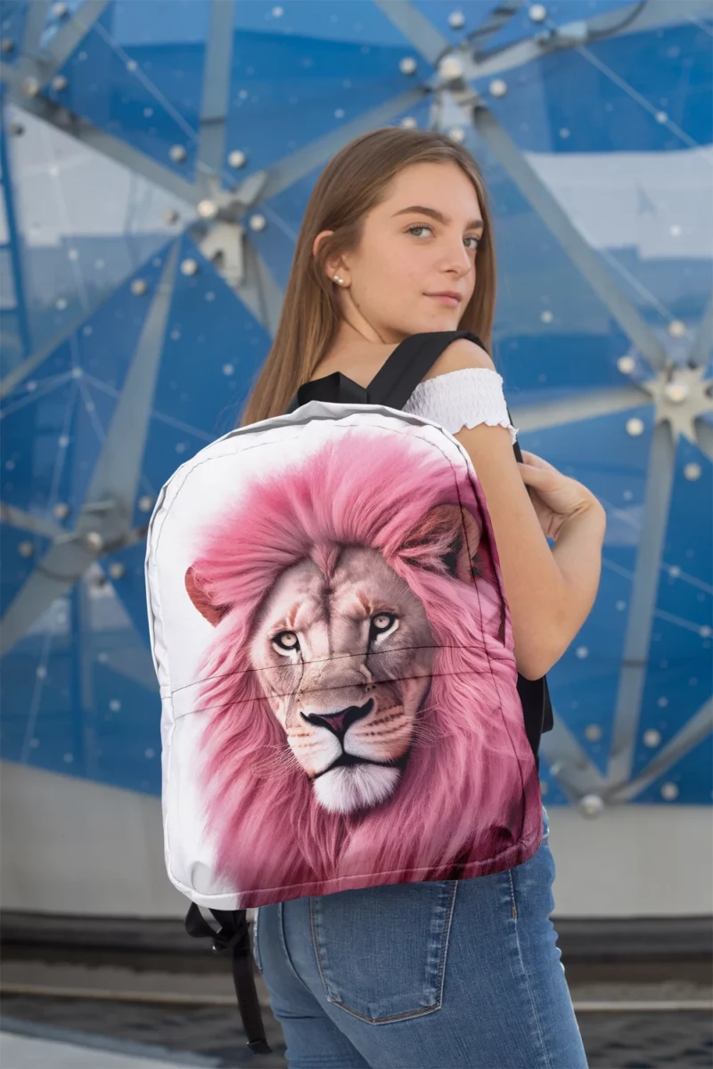 Minimalist Pink Lion Art Minimalist Backpack 2