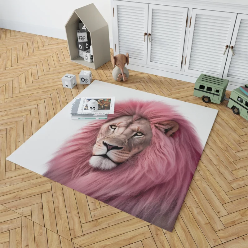 Minimalist Pink Lion Art Rug 1