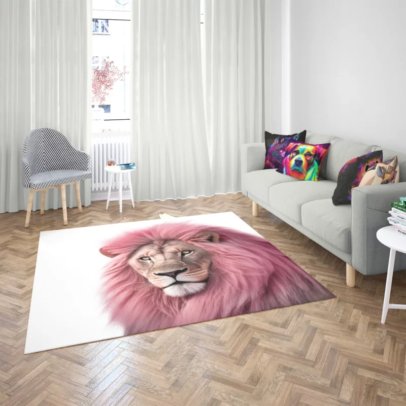 Minimalist Pink Lion Art Rug 2