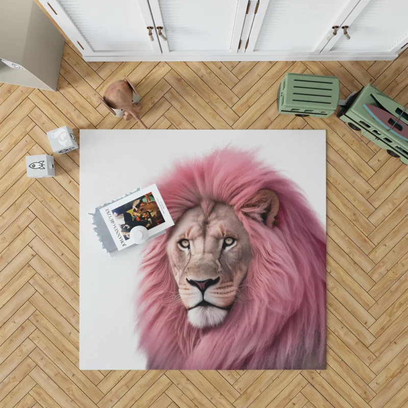 Minimalist Pink Lion Art Rug