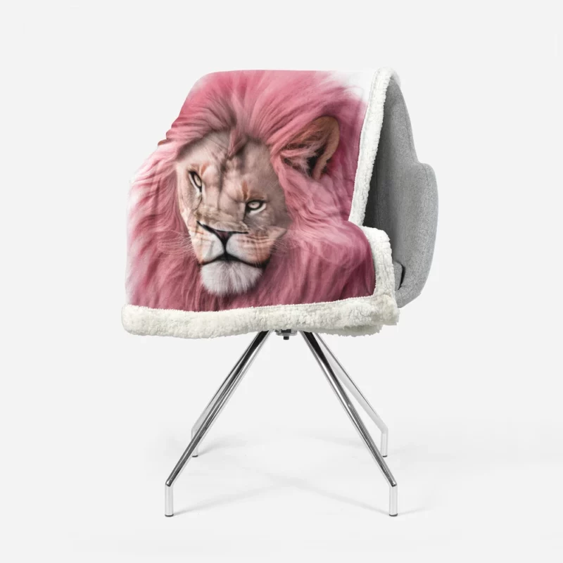 Minimalist Pink Lion Art Sherpa Fleece Blanket 1