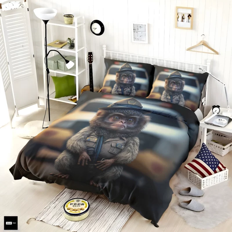 Monkey Police Officer Bedding Set