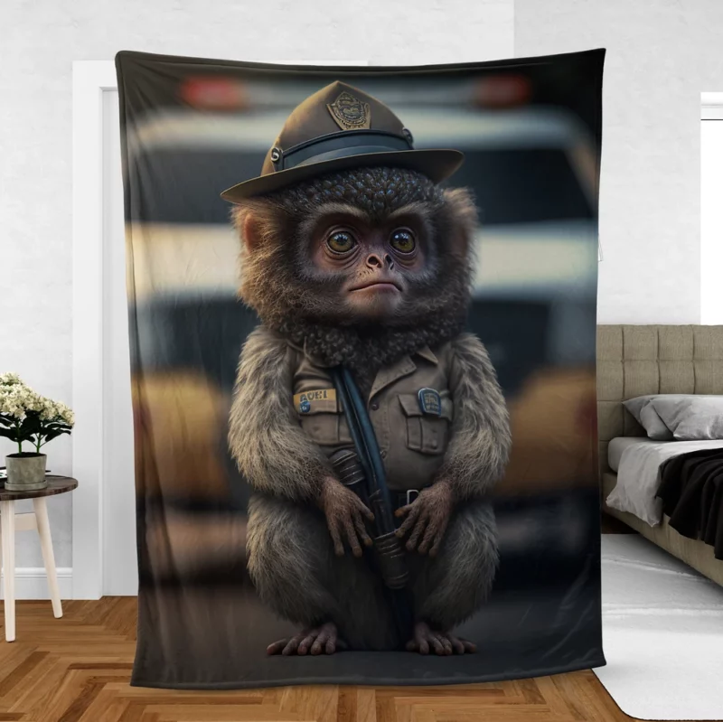 Monkey Police Officer Fleece Blanket