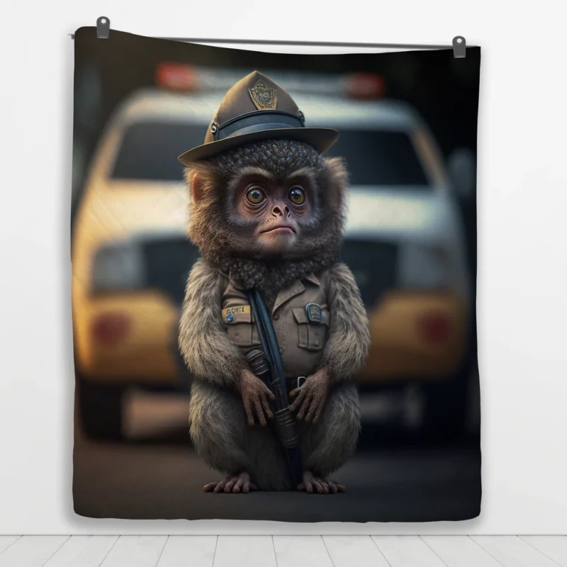 Monkey Police Officer Quilt Blanket 1