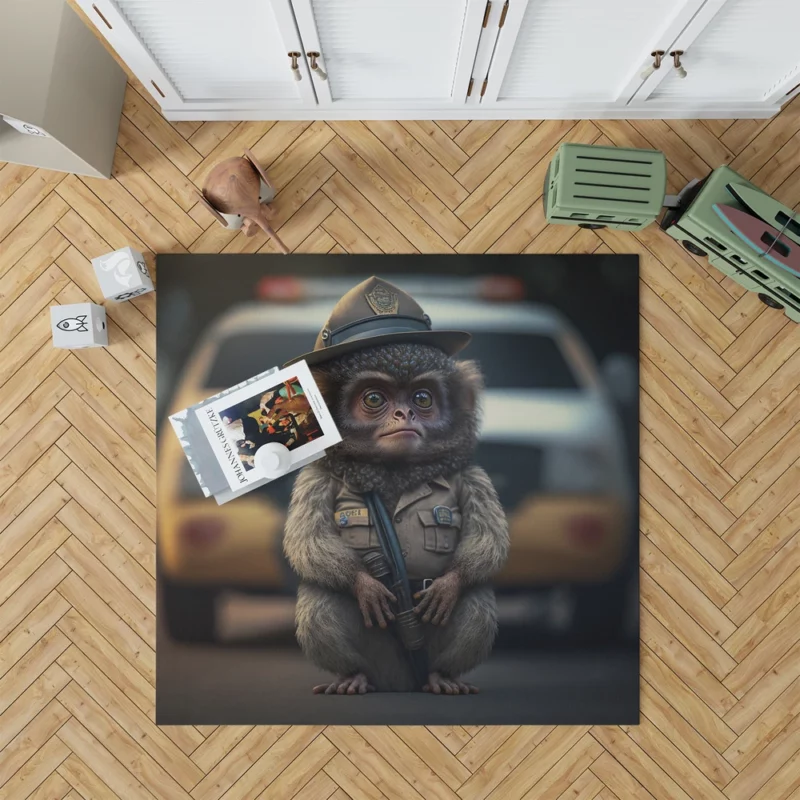 Monkey Police Officer Rug