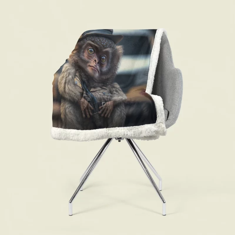 Monkey Police Officer Sherpa Fleece Blanket 1