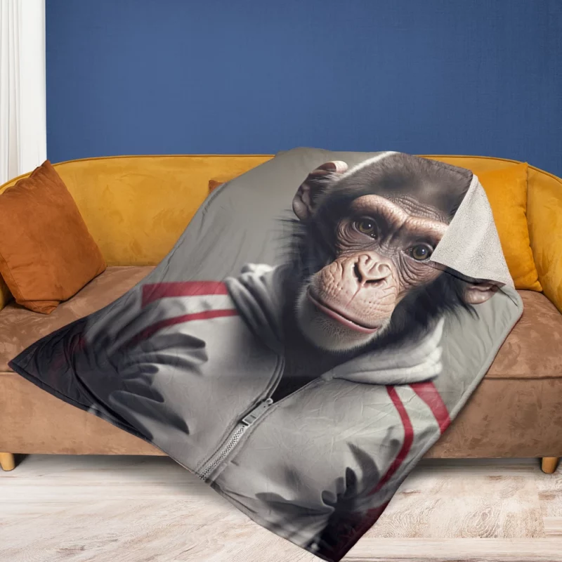 Monkey With Label Fleece Blanket 1