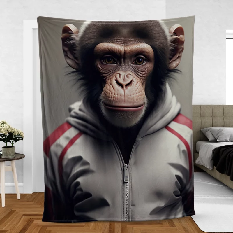 Monkey With Label Fleece Blanket