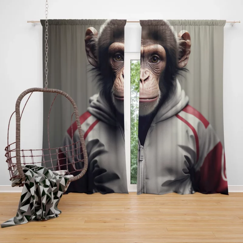 Monkey With Label Window Curtain