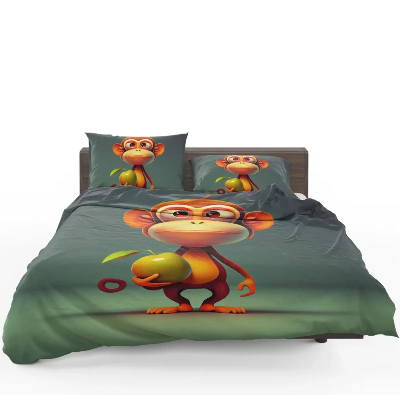 Monkey With an Apple Bedding Set 1