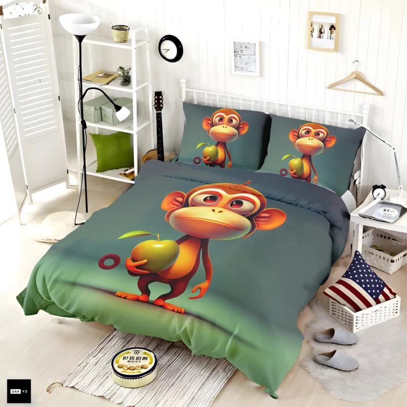 Monkey With an Apple Bedding Set