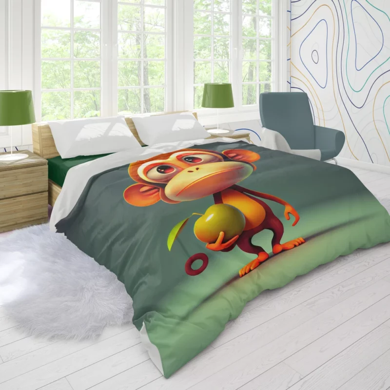 Monkey With an Apple Duvet Cover