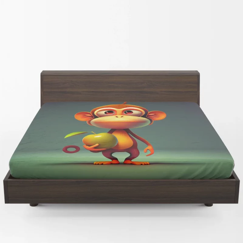 Monkey With an Apple Fitted Sheet 1