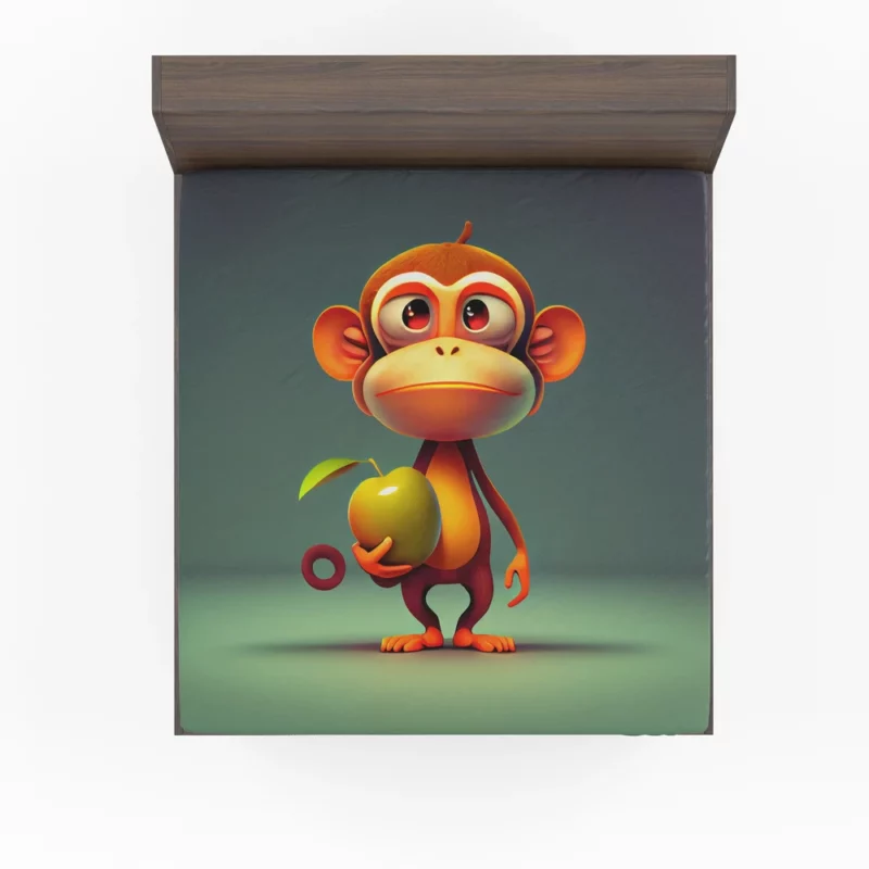 Monkey With an Apple Fitted Sheet