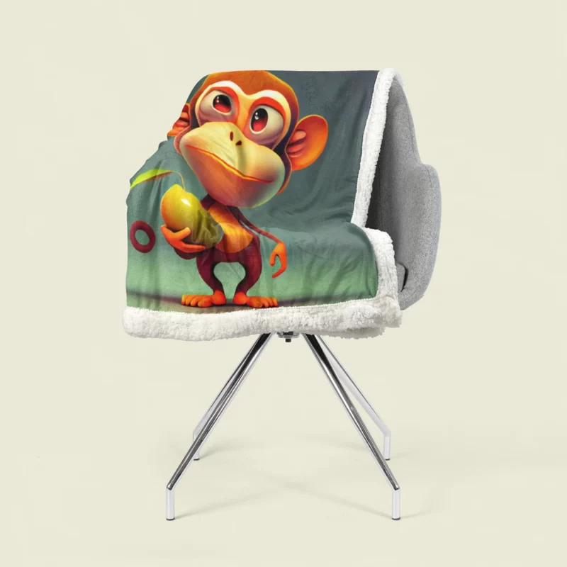 Monkey With an Apple Sherpa Fleece Blanket 1