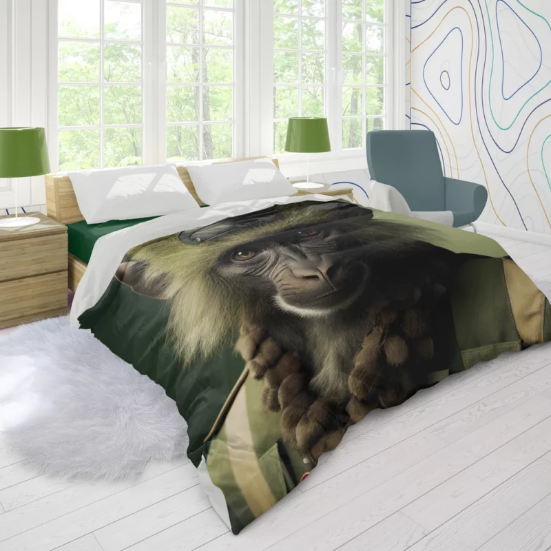 Monkey in Green Clothes Duvet Cover