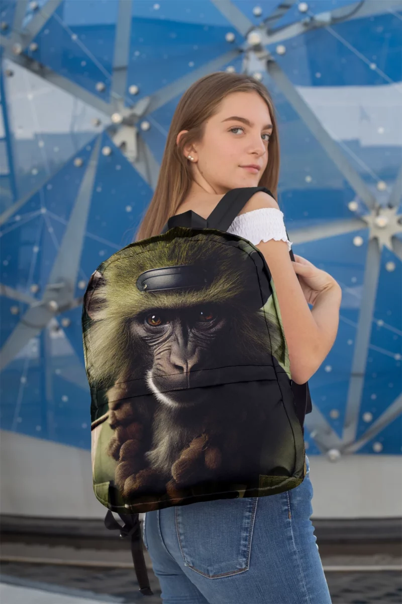 Monkey in Green Clothes Minimalist Backpack 2