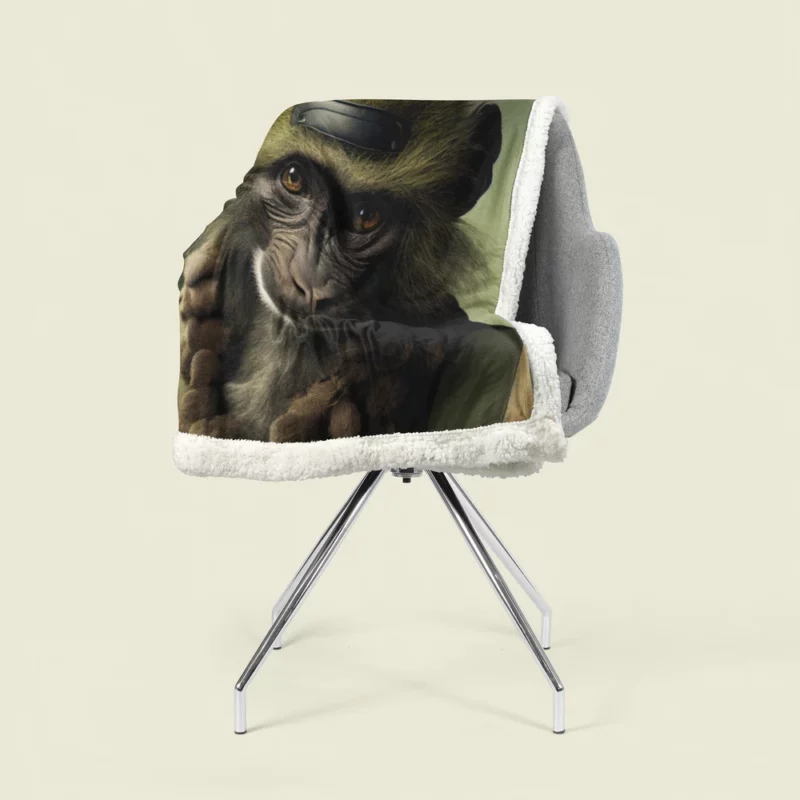 Monkey in Green Clothes Sherpa Fleece Blanket 1