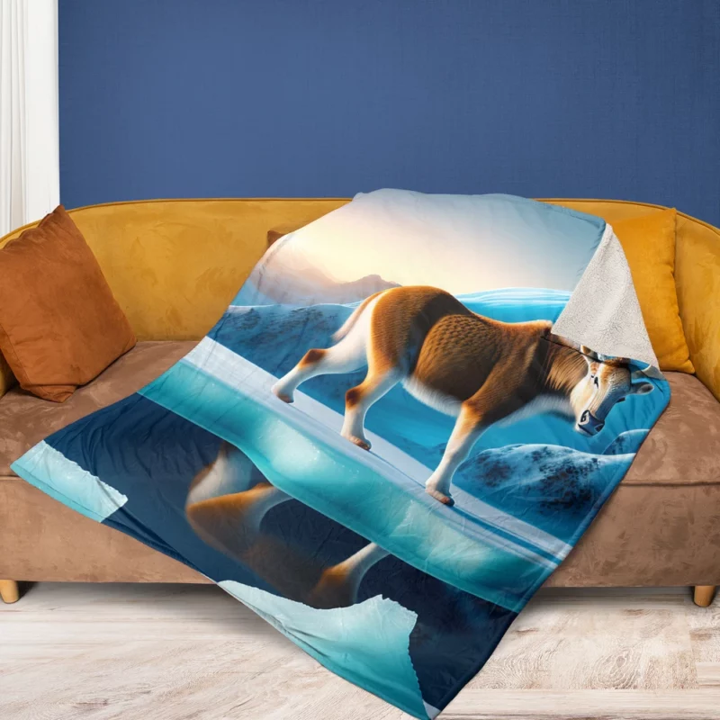 Moose on an Iceberg Fleece Blanket 1