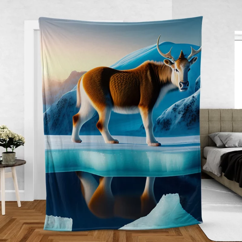 Moose on an Iceberg Fleece Blanket