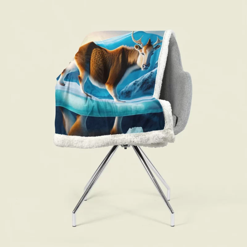 Moose on an Iceberg Sherpa Fleece Blanket 1