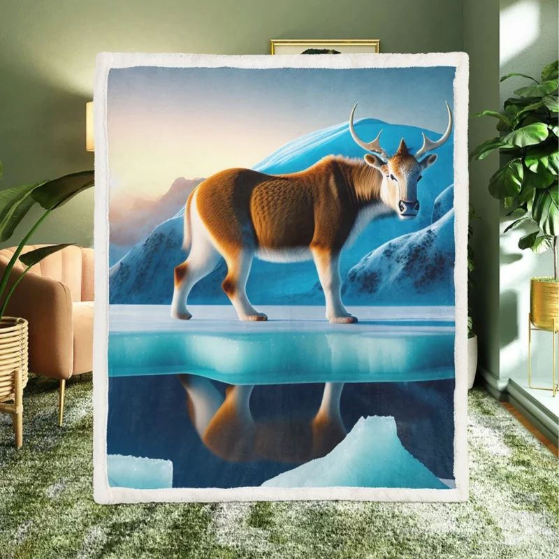 Moose on an Iceberg Sherpa Fleece Blanket