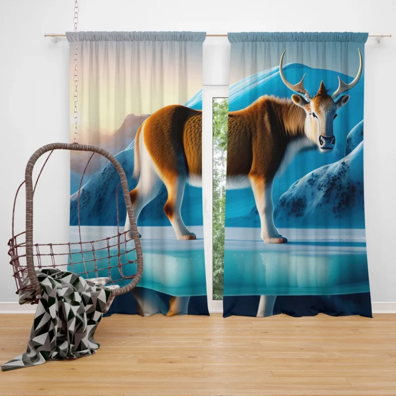 Moose on an Iceberg Window Curtain