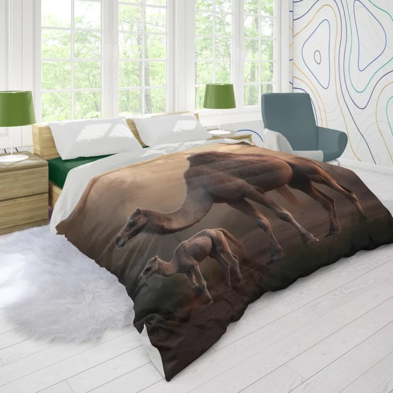 Mother Camel and Baby Duvet Cover