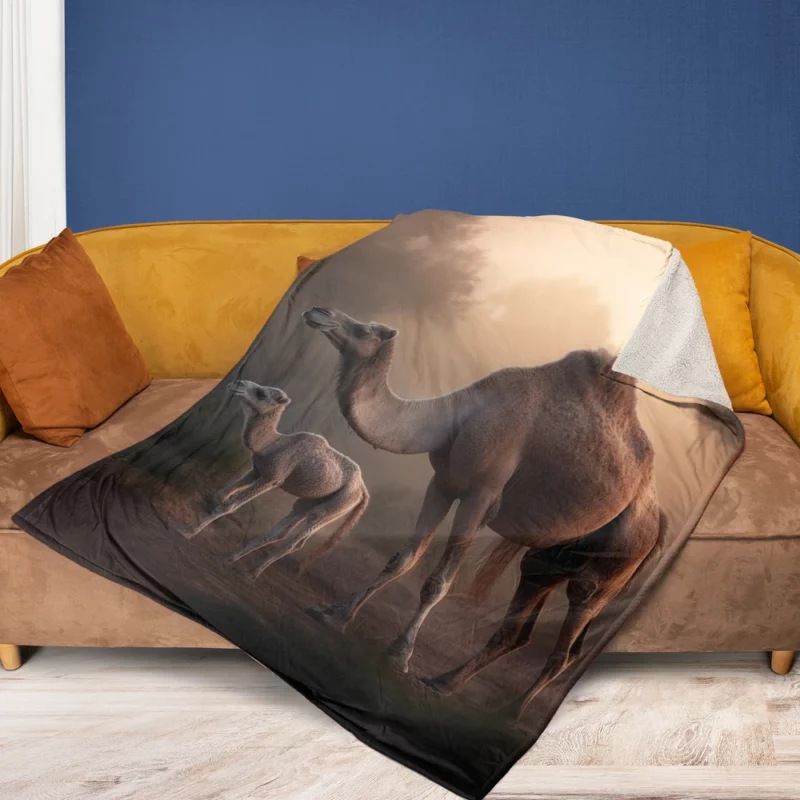 Mother Camel and Baby Fleece Blanket 1