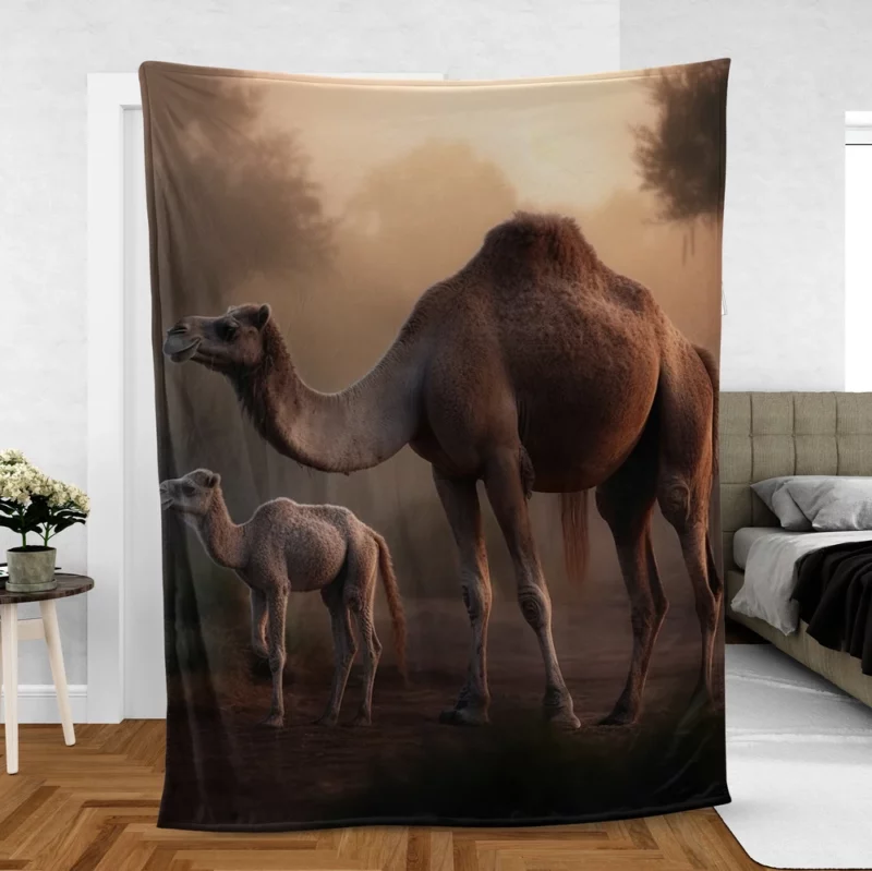 Mother Camel and Baby Fleece Blanket