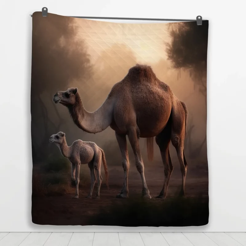 Mother Camel and Baby Quilt Blanket 1