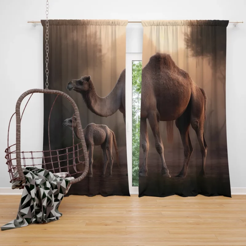 Mother Camel and Baby Window Curtain