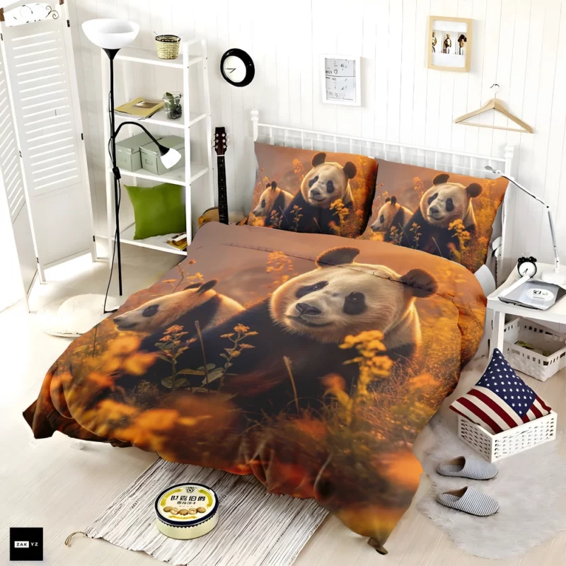 Mother Panda and Cub in Nature Bedding Set