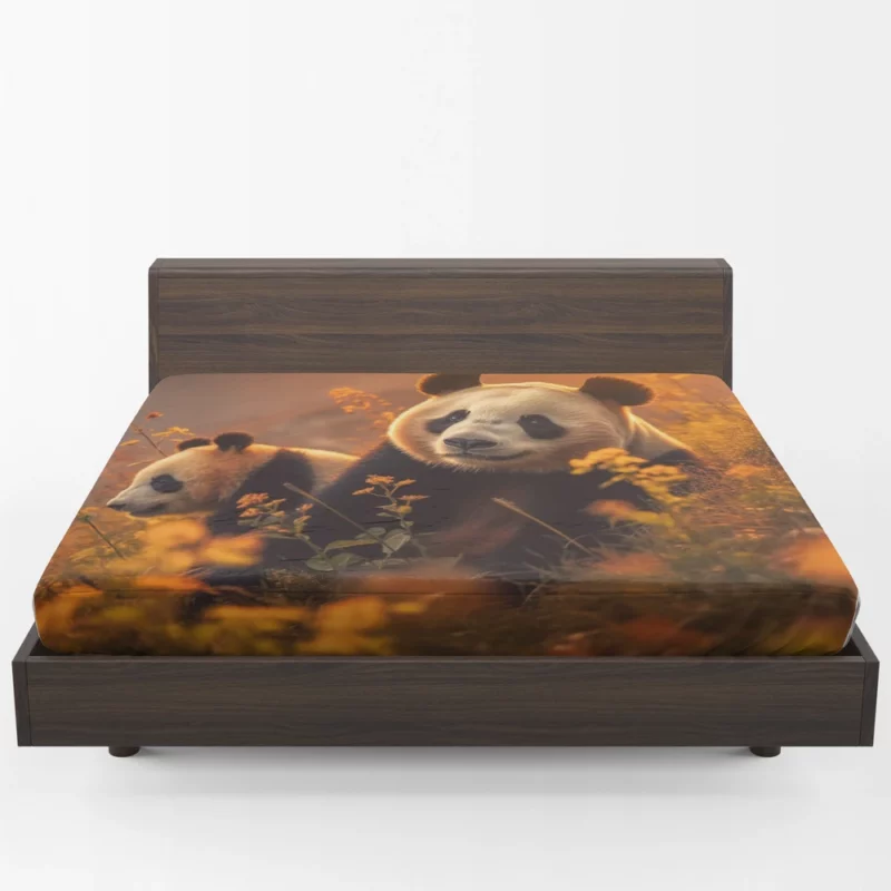 Mother Panda and Cub in Nature Fitted Sheet 1