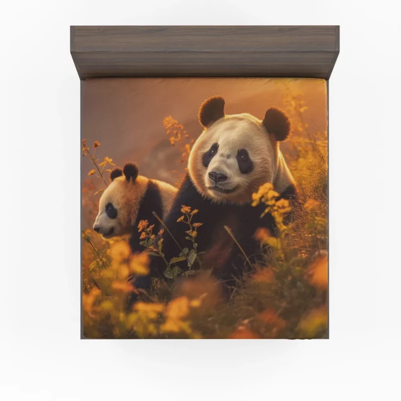 Mother Panda and Cub in Nature Fitted Sheet