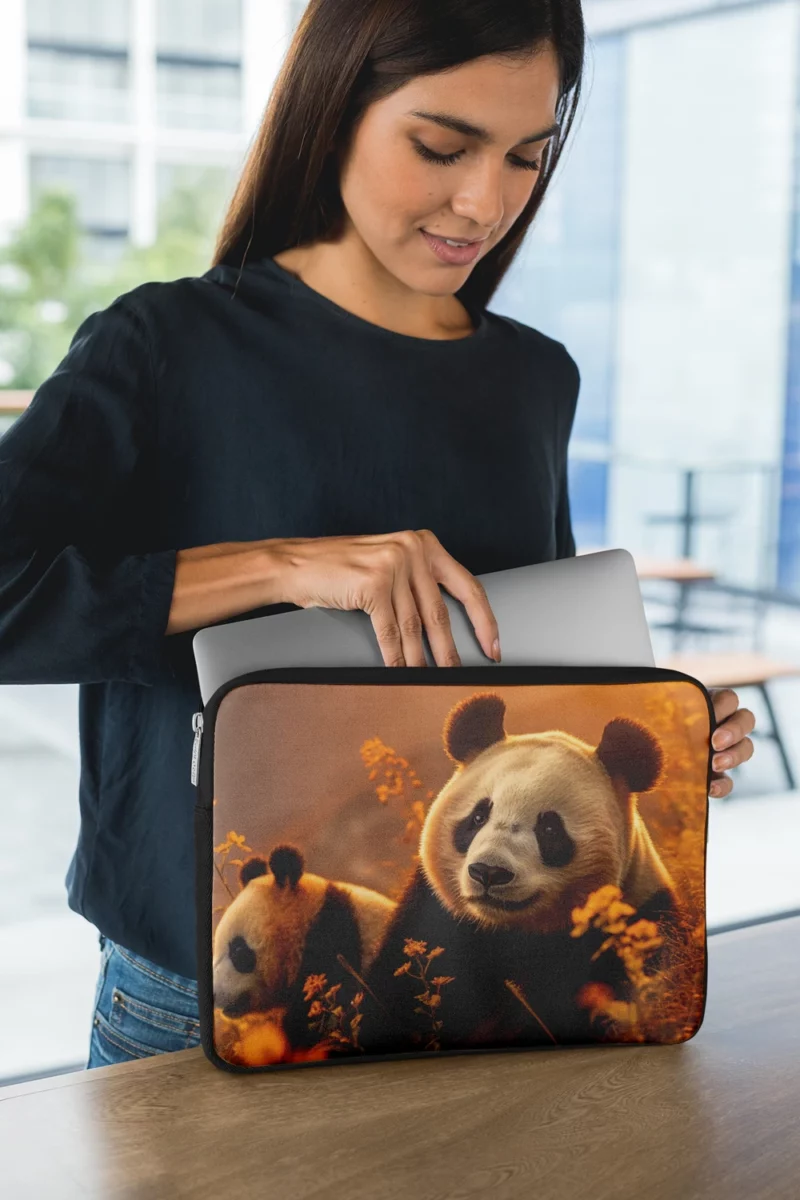 Mother Panda and Cub in Nature Laptop Sleeve 1