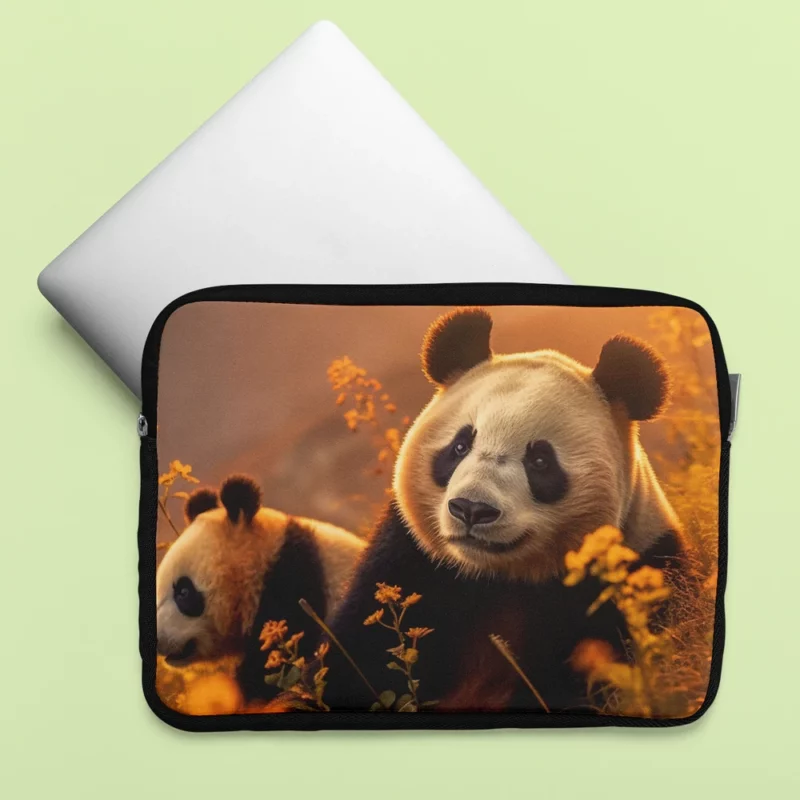 Mother Panda and Cub in Nature Laptop Sleeve