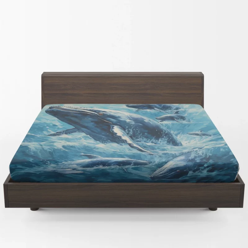 Mother Whale and Babies Fitted Sheet 1