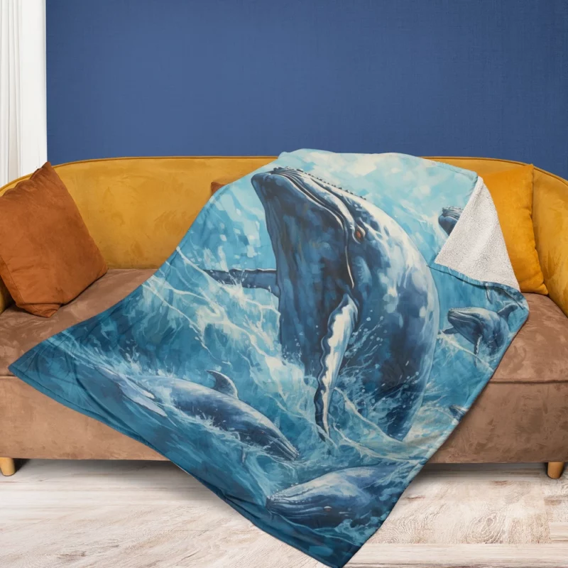 Mother Whale and Babies Fleece Blanket 1