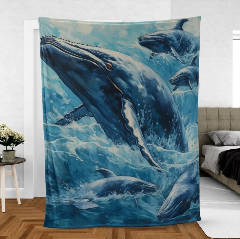 Mother Whale and Babies Fleece Blanket