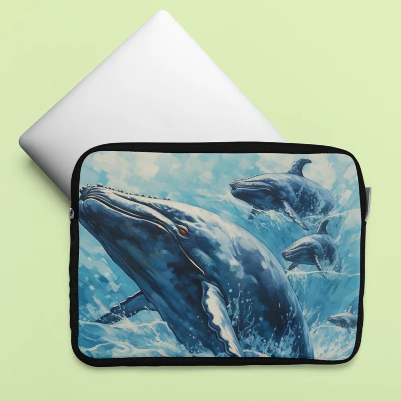 Mother Whale and Babies Laptop Sleeve