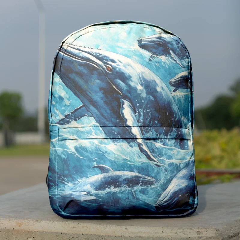 Mother Whale and Babies Minimalist Backpack