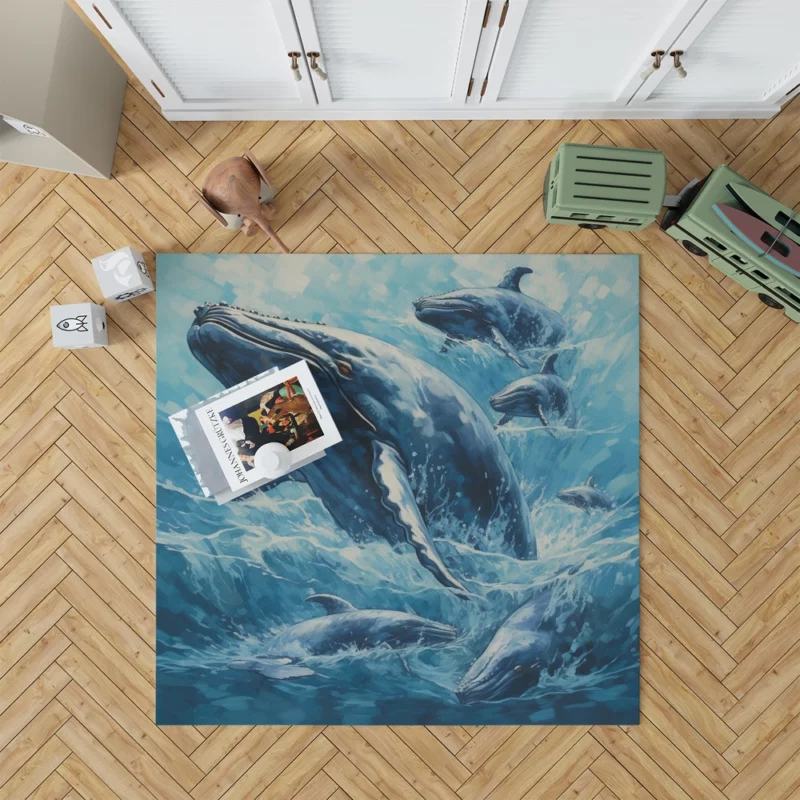 Mother Whale and Babies Rug