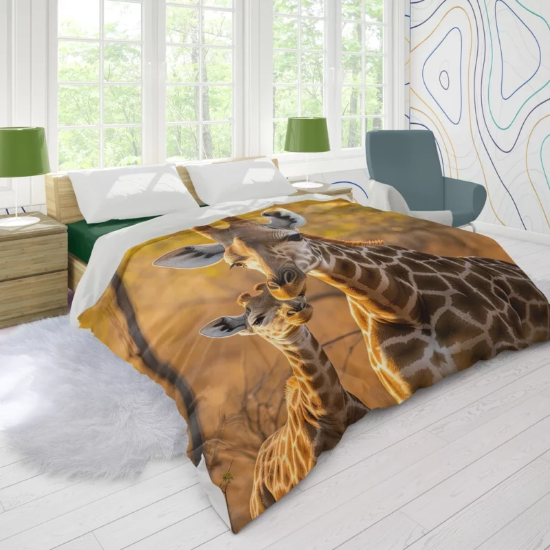 Mother and Baby Giraffe Duvet Cover