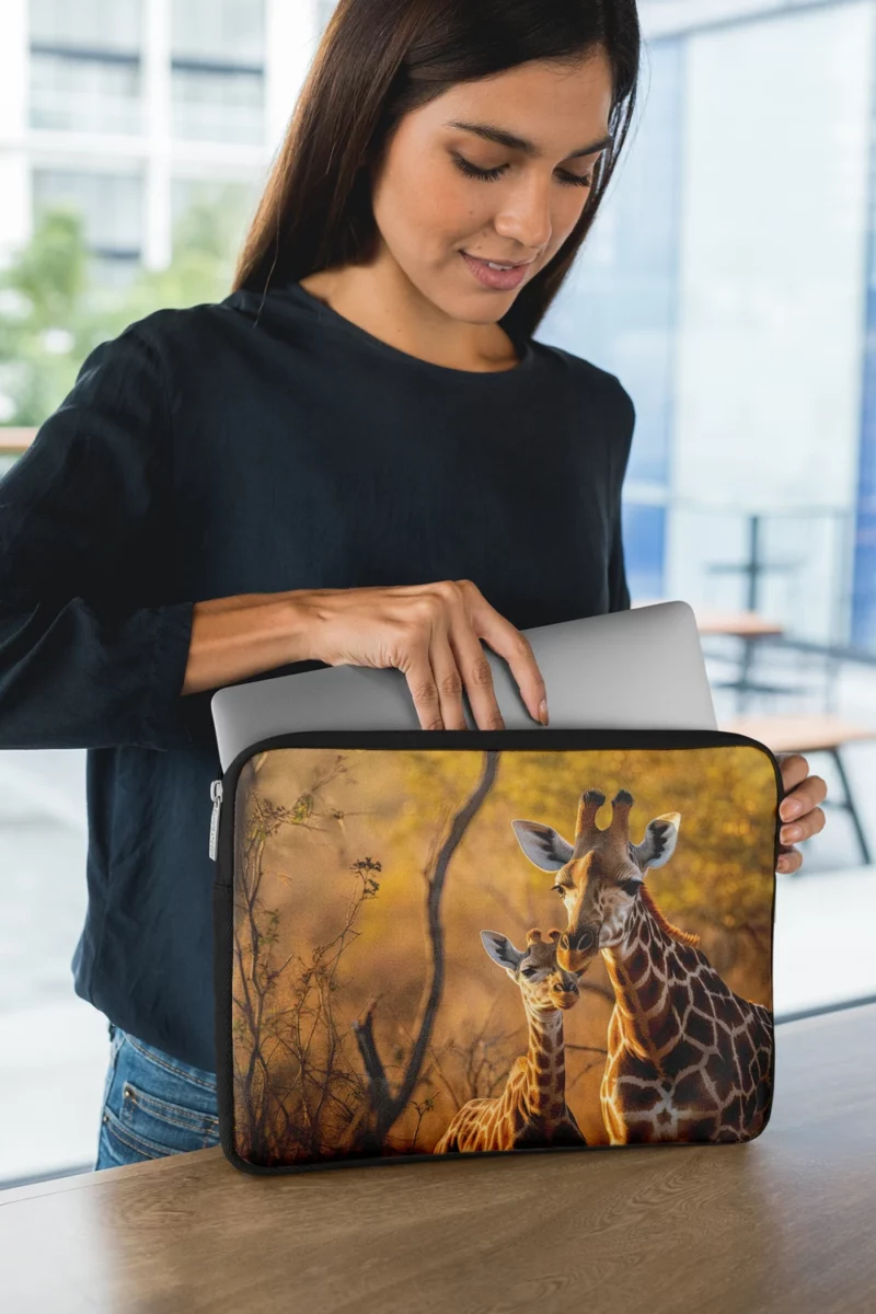 Mother and Baby Giraffe Laptop Sleeve 1