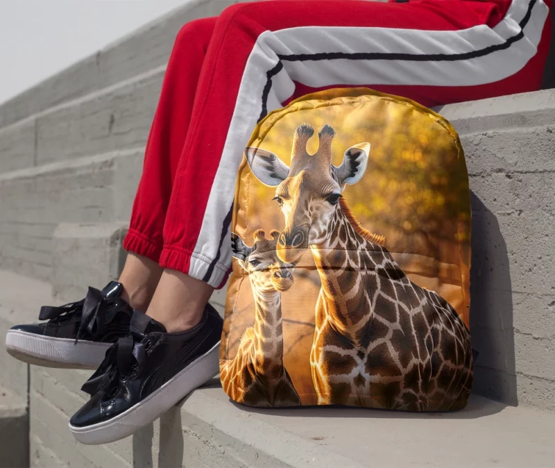 Mother and Baby Giraffe Minimalist Backpack 1